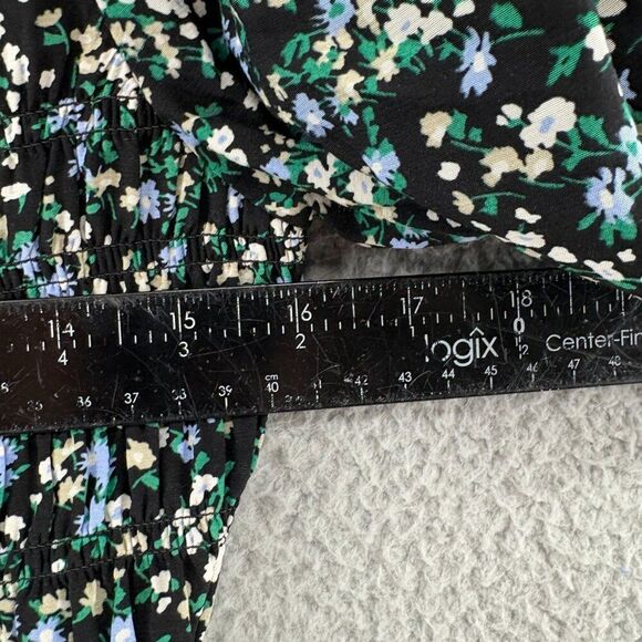 Madewell Smocked Long-Sleeve Mini Dress in Meadow Ditsy Black - Size 4 - Picture 6 of 13